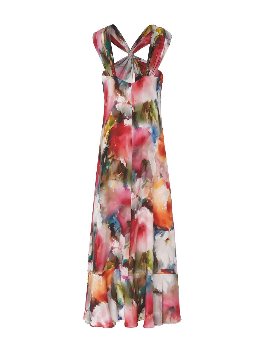 pertegaz Vestido estampado acuarela cruzado Tienda de fábrica