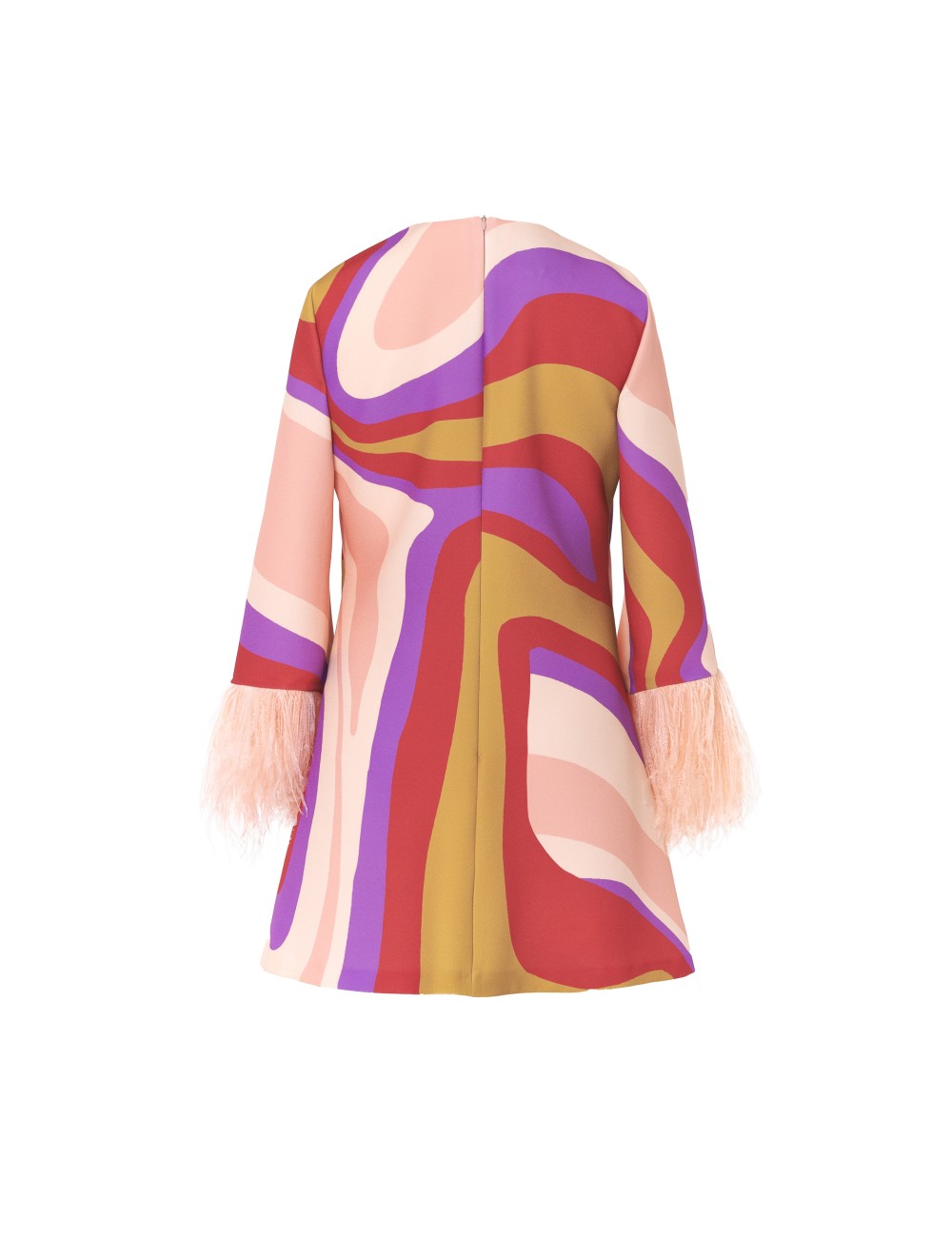 pertegaz Vestido corto print ondas con plumas Precios de Black Friday