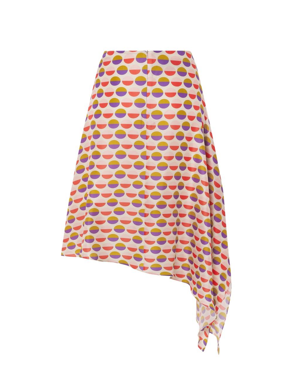 pertegaz Falda midi asimétrica lunares Descuento por venta flash