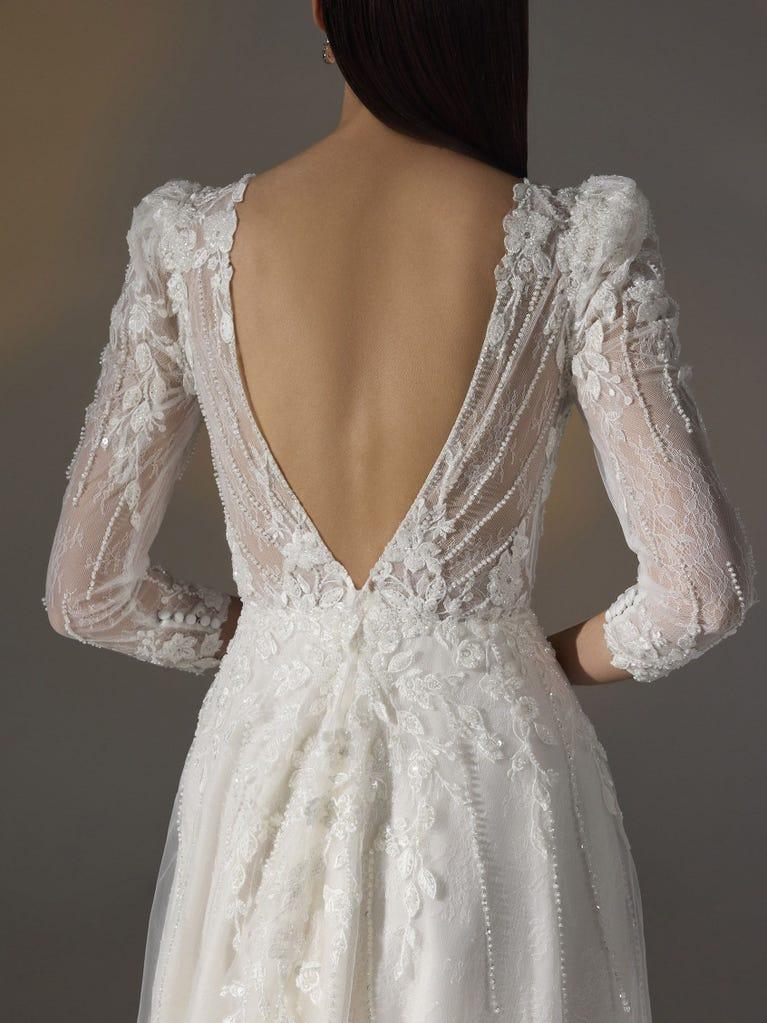 pronovias AMIYAH | Vestido de novia corte en a con escote de pico Ahorra y exporta