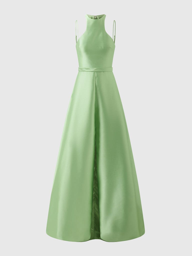 pronovias LEHAVRE | Vestido de dama de honor fit & flare con cuello halter | Vera Wang Bridesmaids Tienda de fábrica
