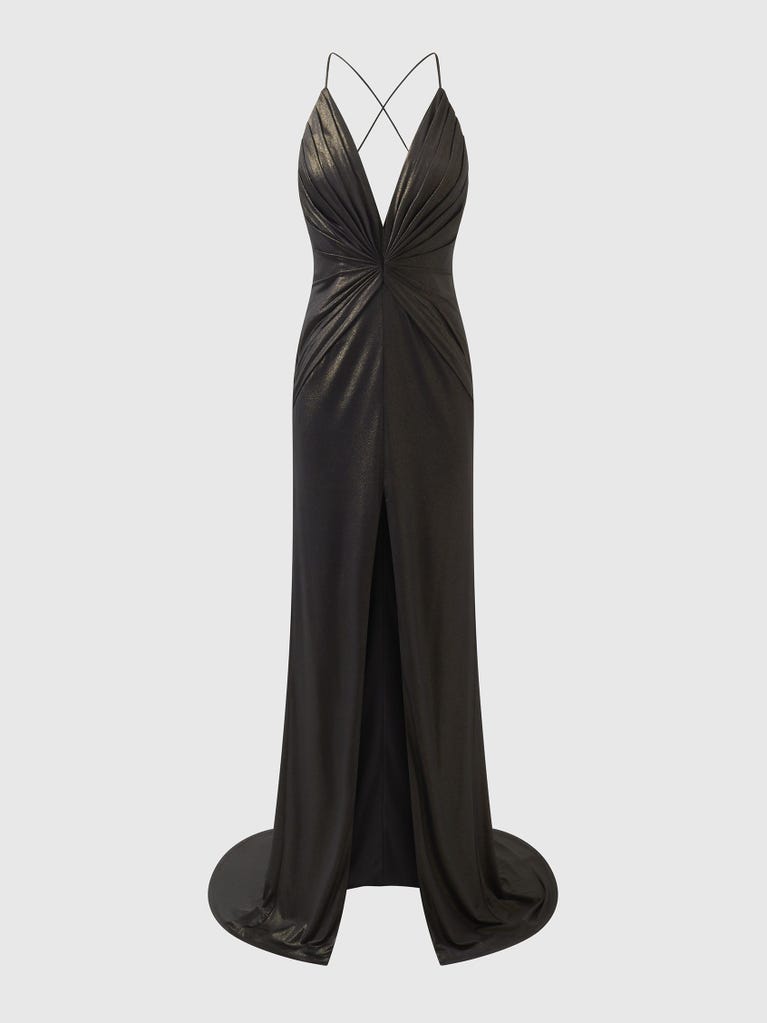 pronovias COMTE | Vestido de dama de honor sirena con escote de pico | Vera Wang Bridesmaids Rebajas de fin de temporada