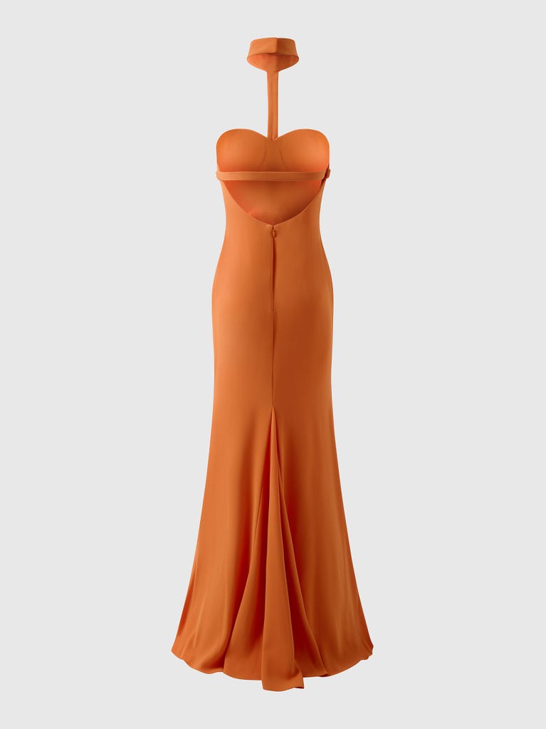 pronovias LIMOUSE | Vestido de dama de honor sirena con cuello halter | Vera Wang Bridesmaids Rebajas de fábrica