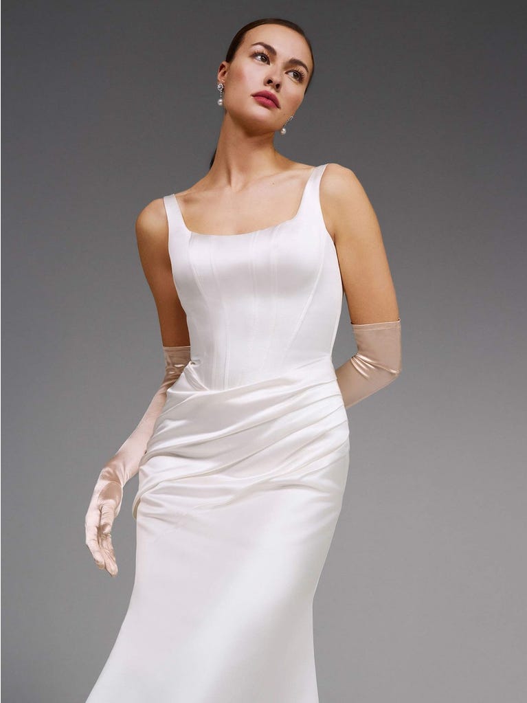 pronovias DENNISE | Vestido de novia sirena con escote cuadrado | Pronovias Envío gratis