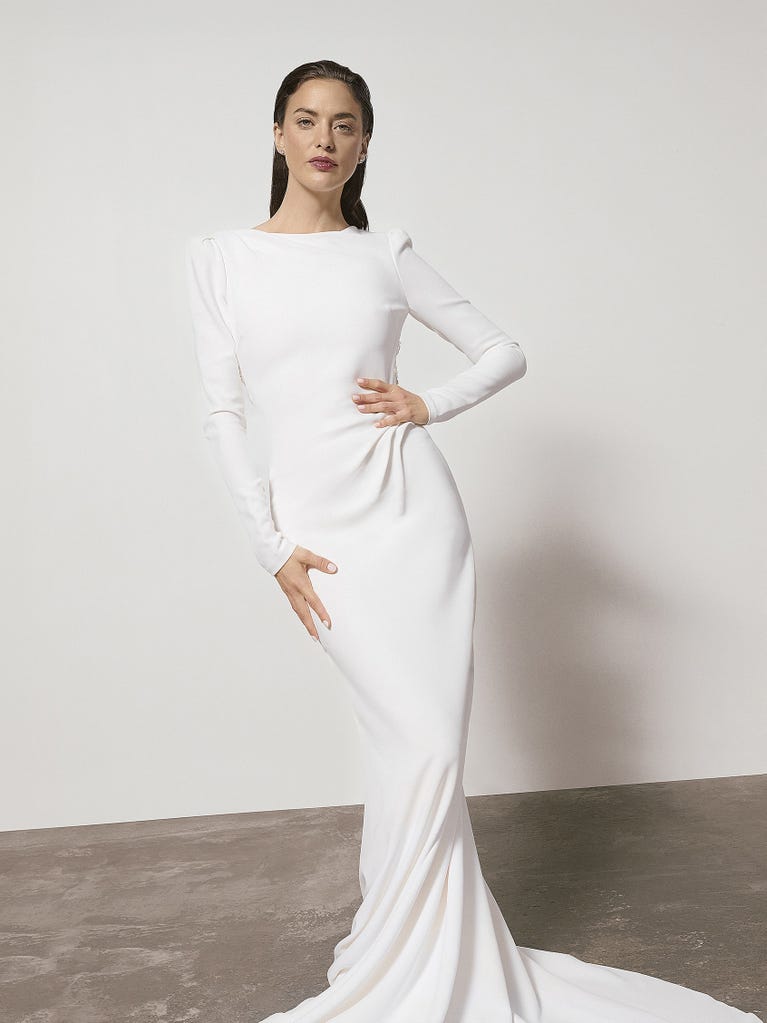 pronovias KATHERYN | Vestido de novia sirena con escote barco | Pronovias Grandes descuentos