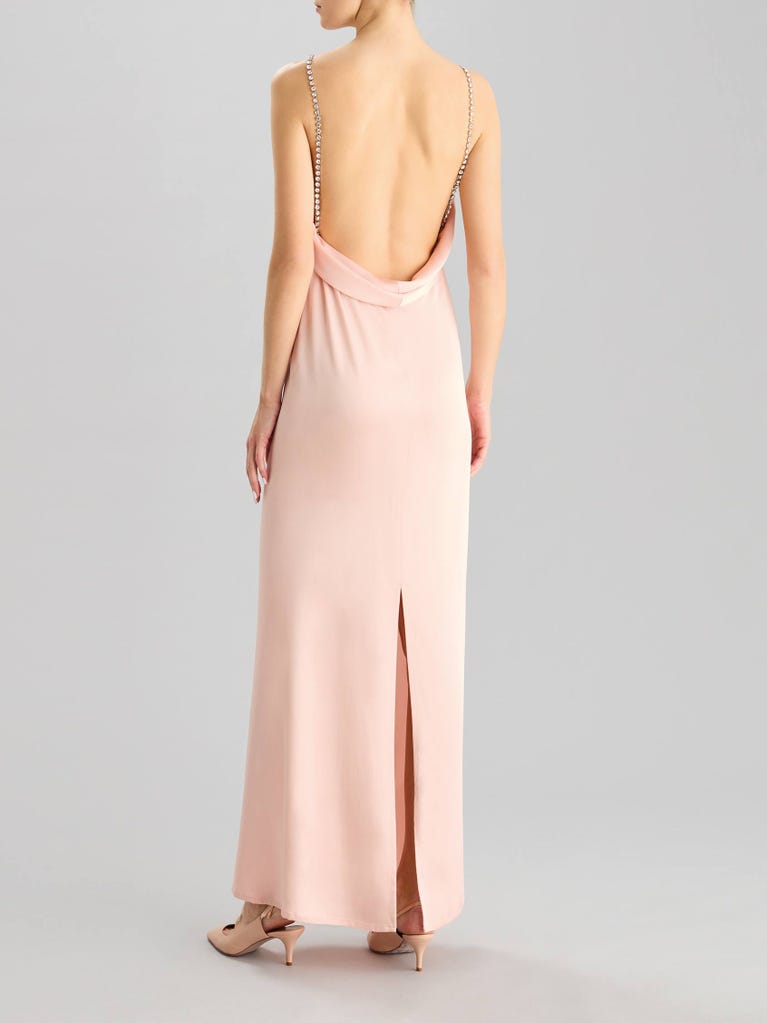 pronovias ESSENTIAL 2409 | Vestido de fiesta recto con cuello halter | Pronovias Rebajas baratas