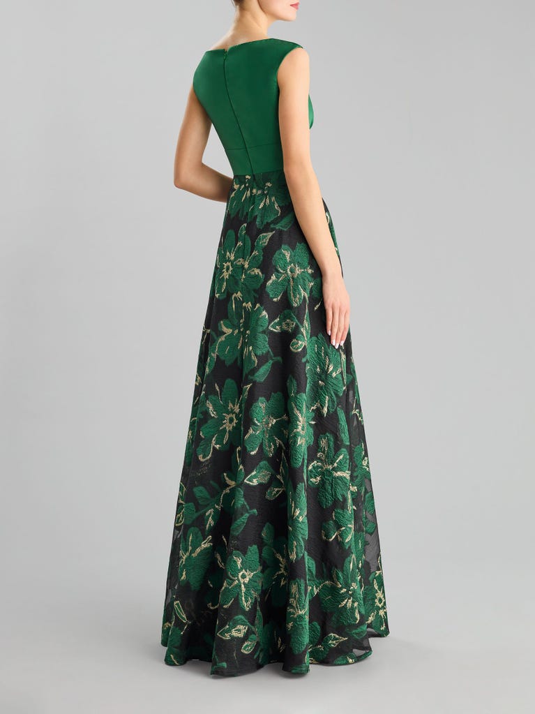 pronovias PRINT 2435 | Vestido de fiesta corte en a con escote de pico | Pronovias Rebajas top
