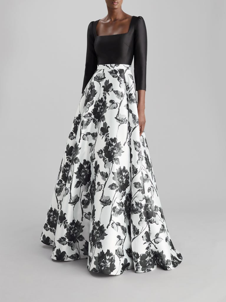 pronovias PRINT 2324 | Vestido de fiesta princesa con escote cuadrado | The Party Edit by Pronovias