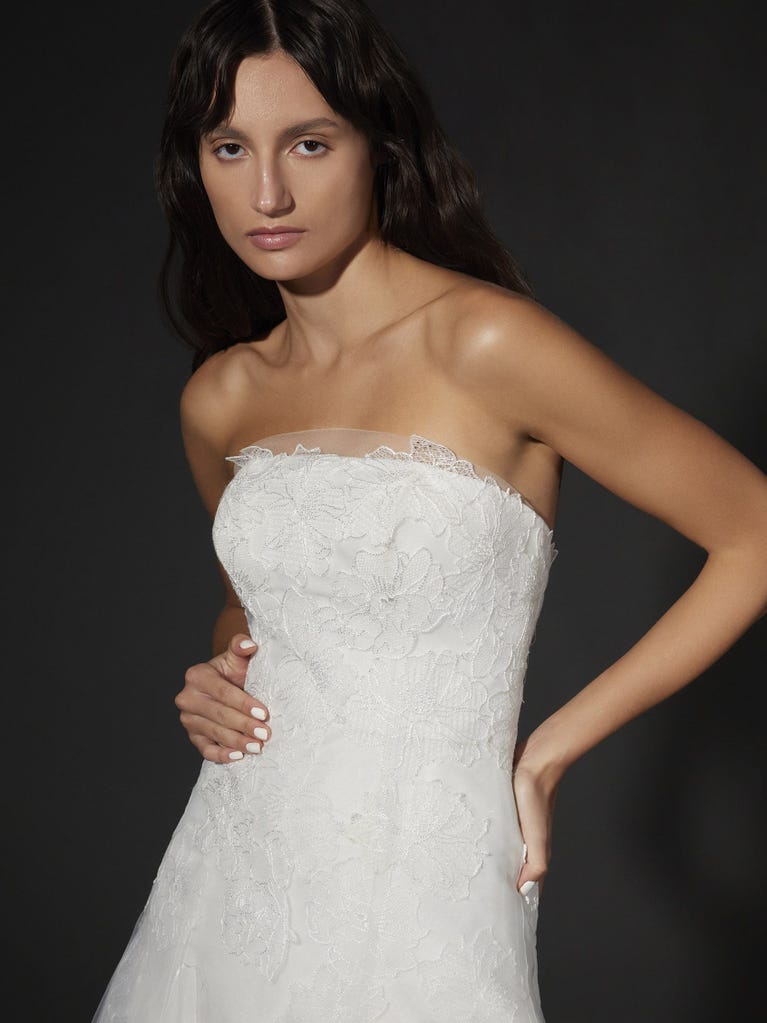 pronovias ALBINE | Vestido de novia fit & flare palabra de honor | Vera Wang Bride Envío internacional gratuito