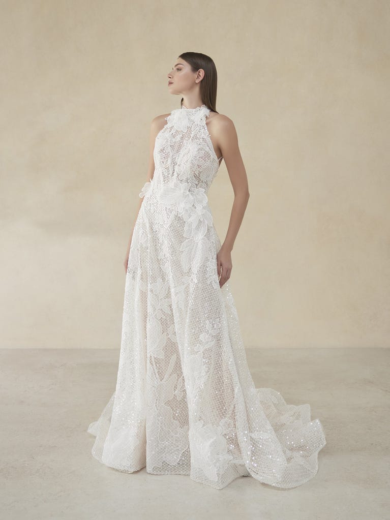 pronovias MARCH | Vestido de novia corte en a con cuello halter | Pronovias