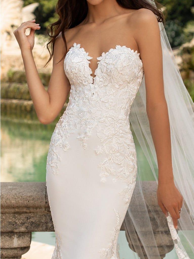 pronovias Vestido de novia corte sirena en crepe y escote corazón | Pronovias Ofertas