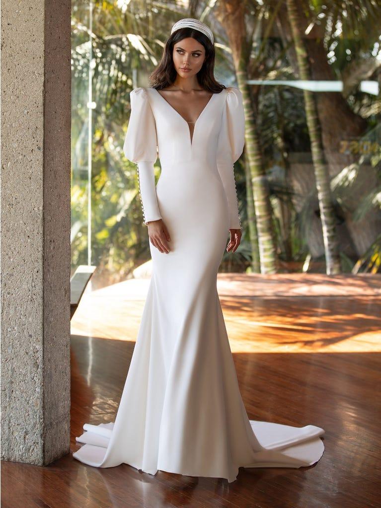 pronovias TURNER | Vestido de novia sirena con escote de pico | Pronovias Descuento