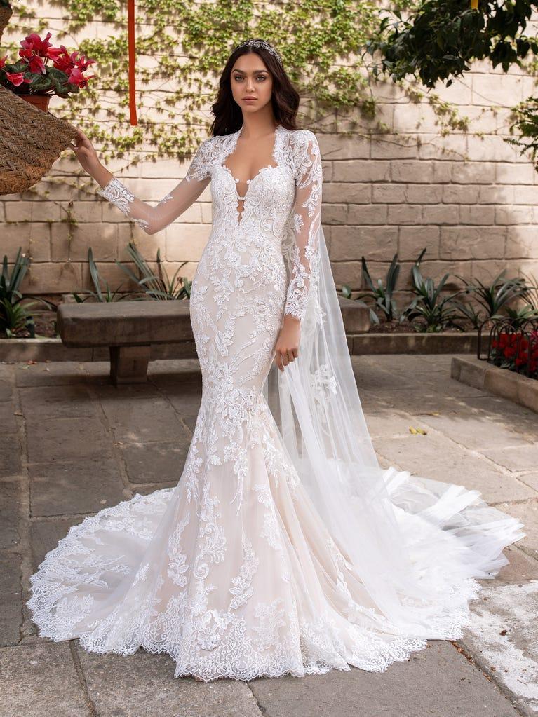 pronovias Vestido de novia sirena escote corazón y manga larga | Pronovias Liquidación