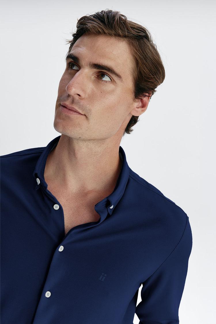 ﻿sepiia Camisa casual hombre azul marino regular logo Superdescuento