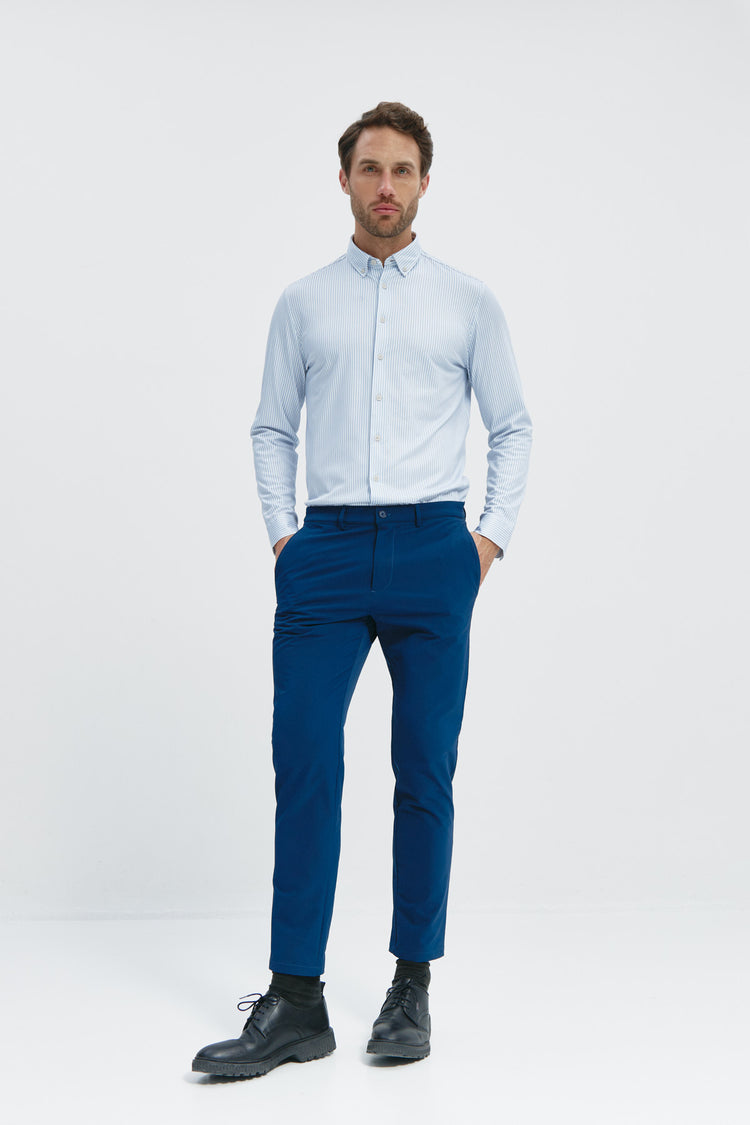 sepiia Camisa de hombre casual doble tono azul regular Grandes descuentos