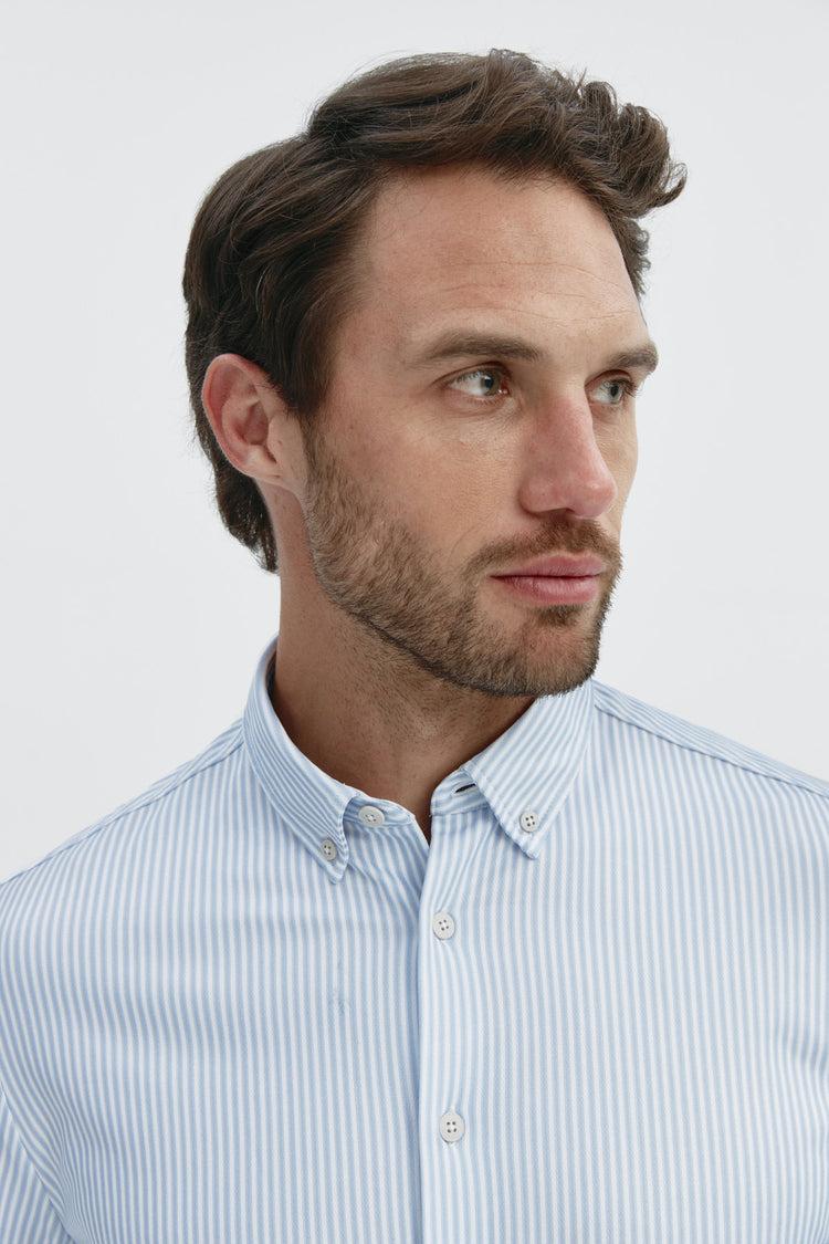 sepiia Camisa de hombre casual doble tono azul regular Grandes descuentos