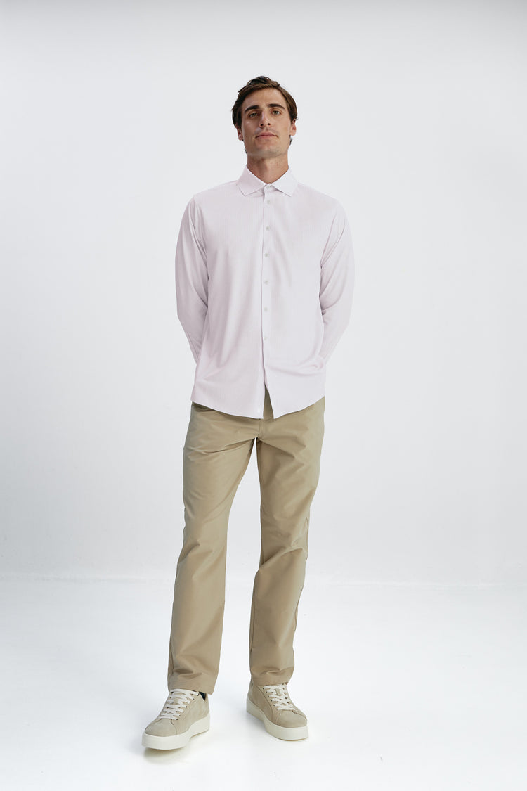sepiia Camisa de vestir hombre mil rayas rosas regular Tienda de fábrica