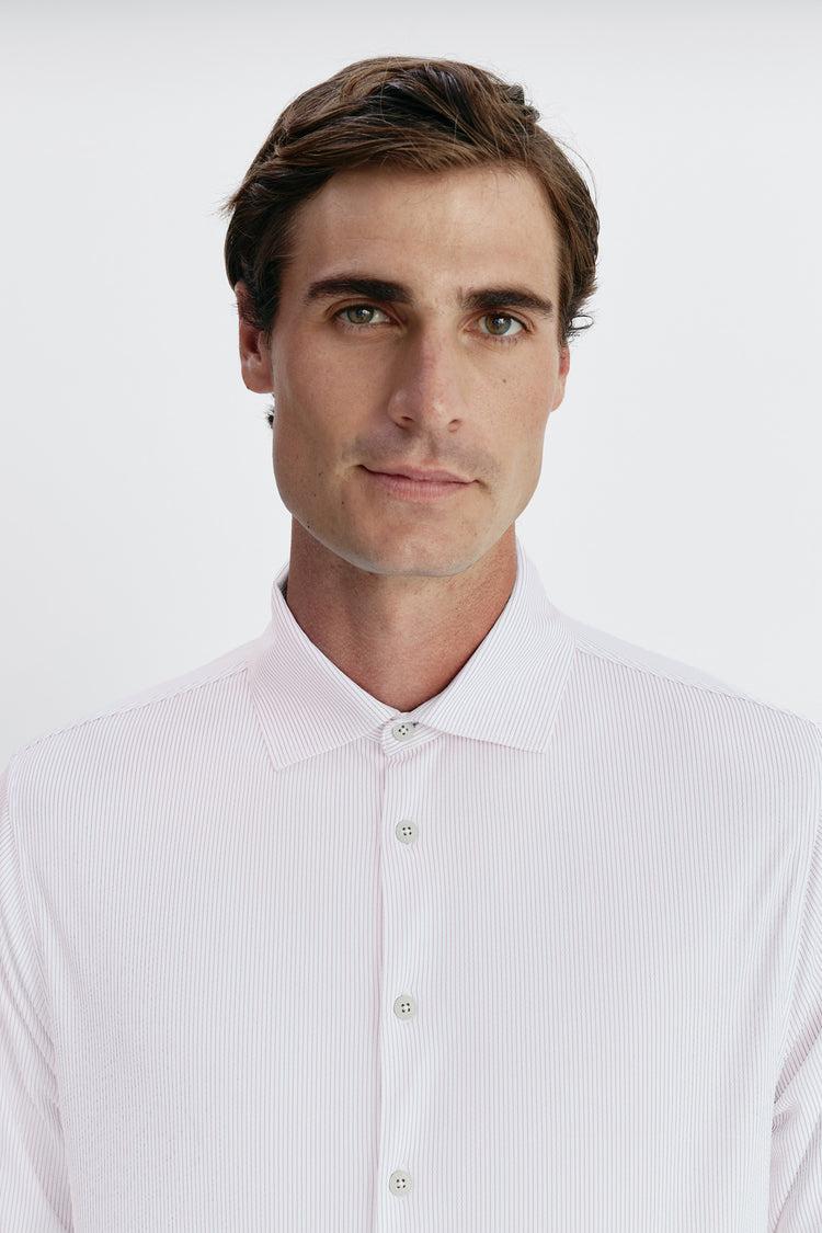sepiia Camisa de vestir hombre mil rayas rosas regular Tienda de fábrica