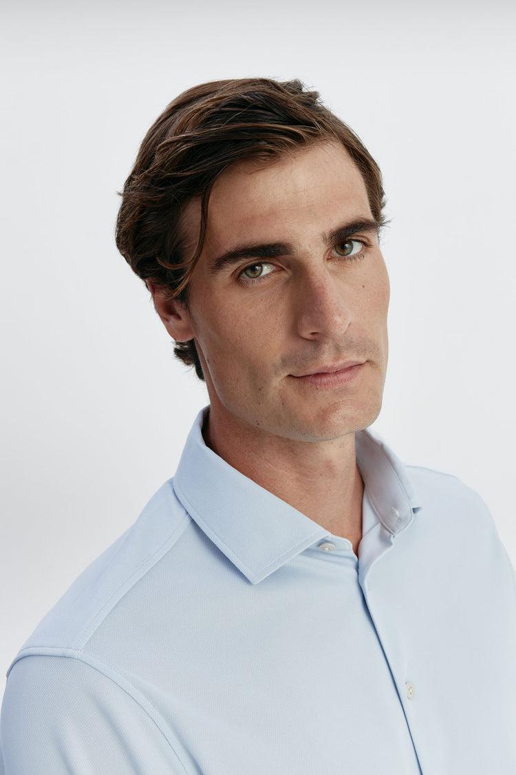 sepiia Camisa formal hombre azul celeste regular Ahorra y exporta