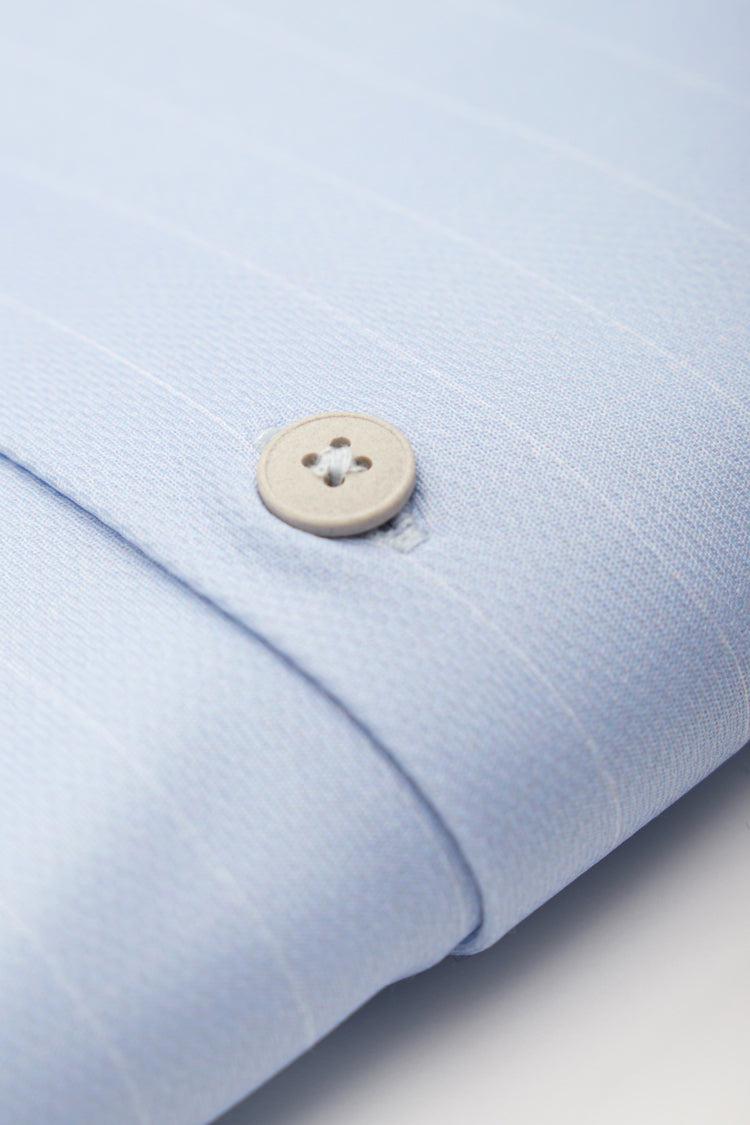 sepiia Camisa de vestir hombre azul celeste rayas blancas regular En oferta