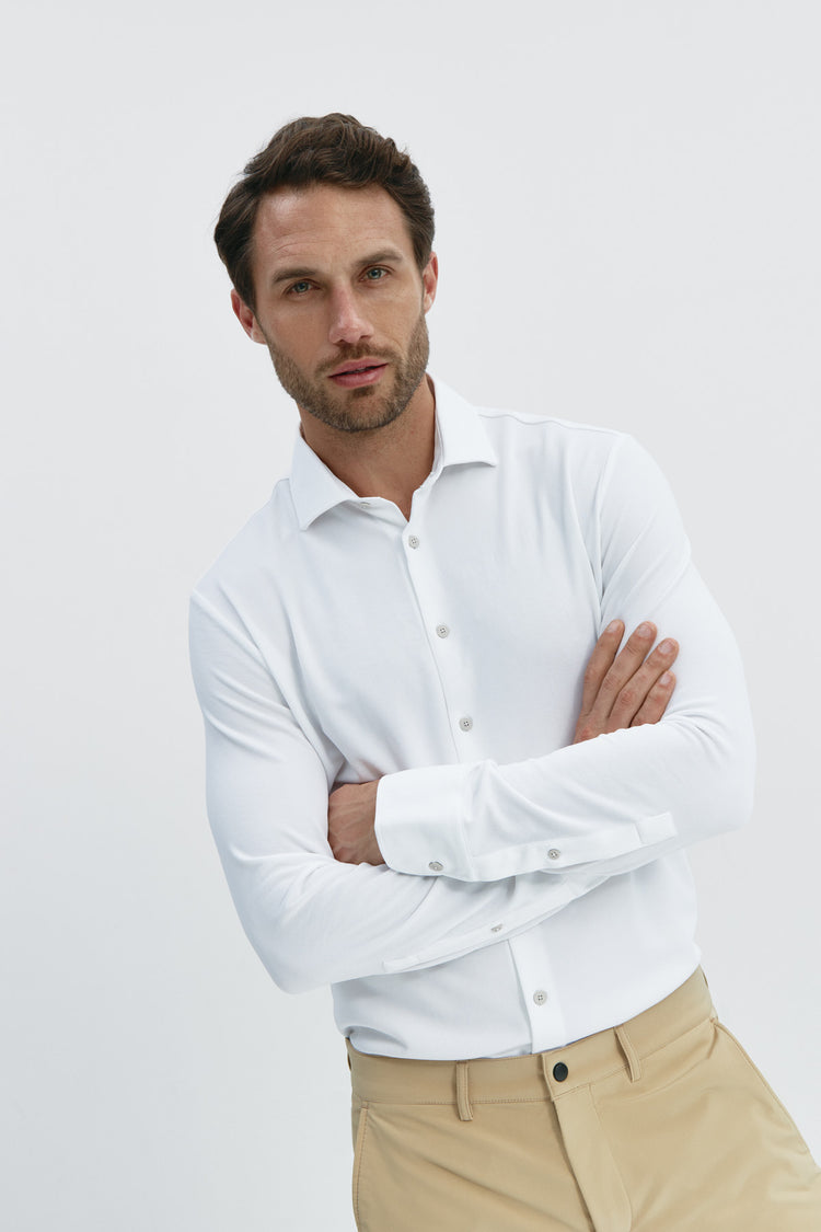 sepiia Camisa de vestir hombre blanca regular Descuentos del mes