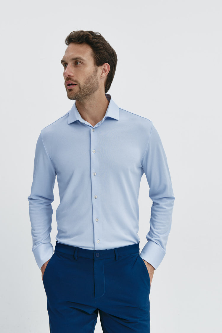 sepiia Camisa de vestir hombre celeste claro regular Oferta exclusiva
