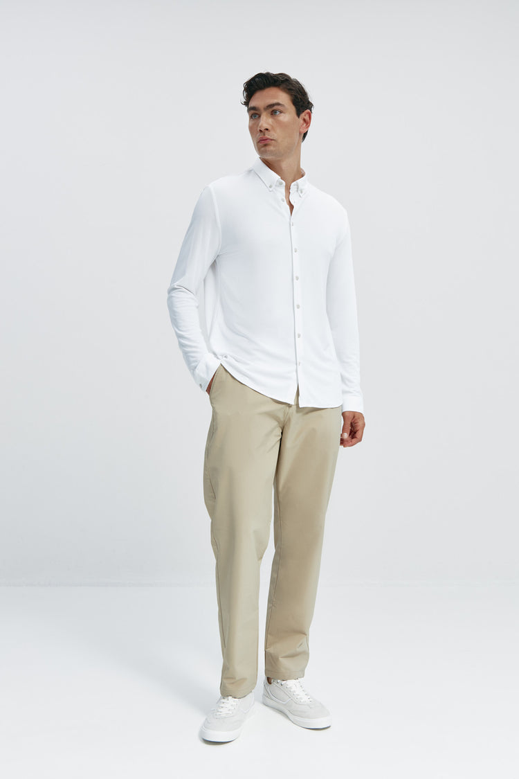 sepiia Camisa casual hombre blanca regular Última moda