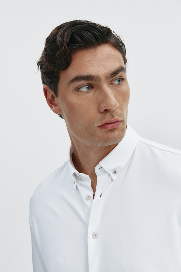 sepiia Camisa casual hombre blanca regular Última moda