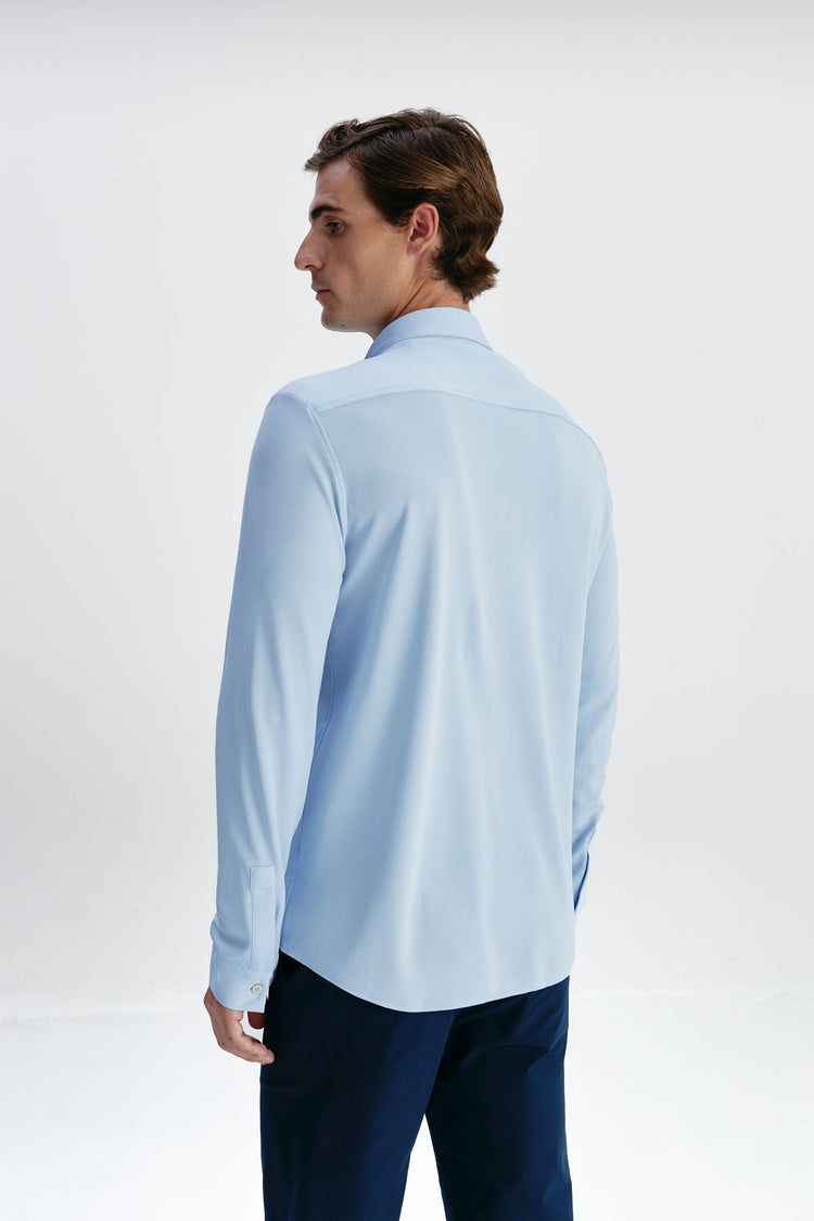 sepiia Camisa casual hombre celeste regular Descuento por venta flash