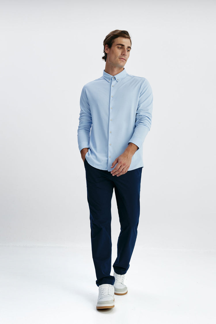 sepiia Camisa casual hombre celeste regular Descuento por venta flash