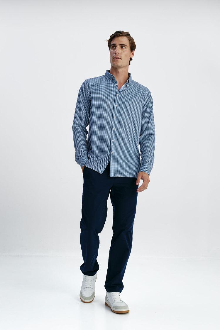 sepiia Camisa casual hombre vichy marino regular Ofertas de temporada