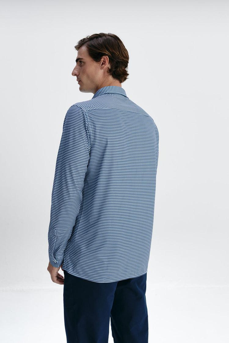sepiia Camisa casual hombre vichy marino regular Ofertas de temporada