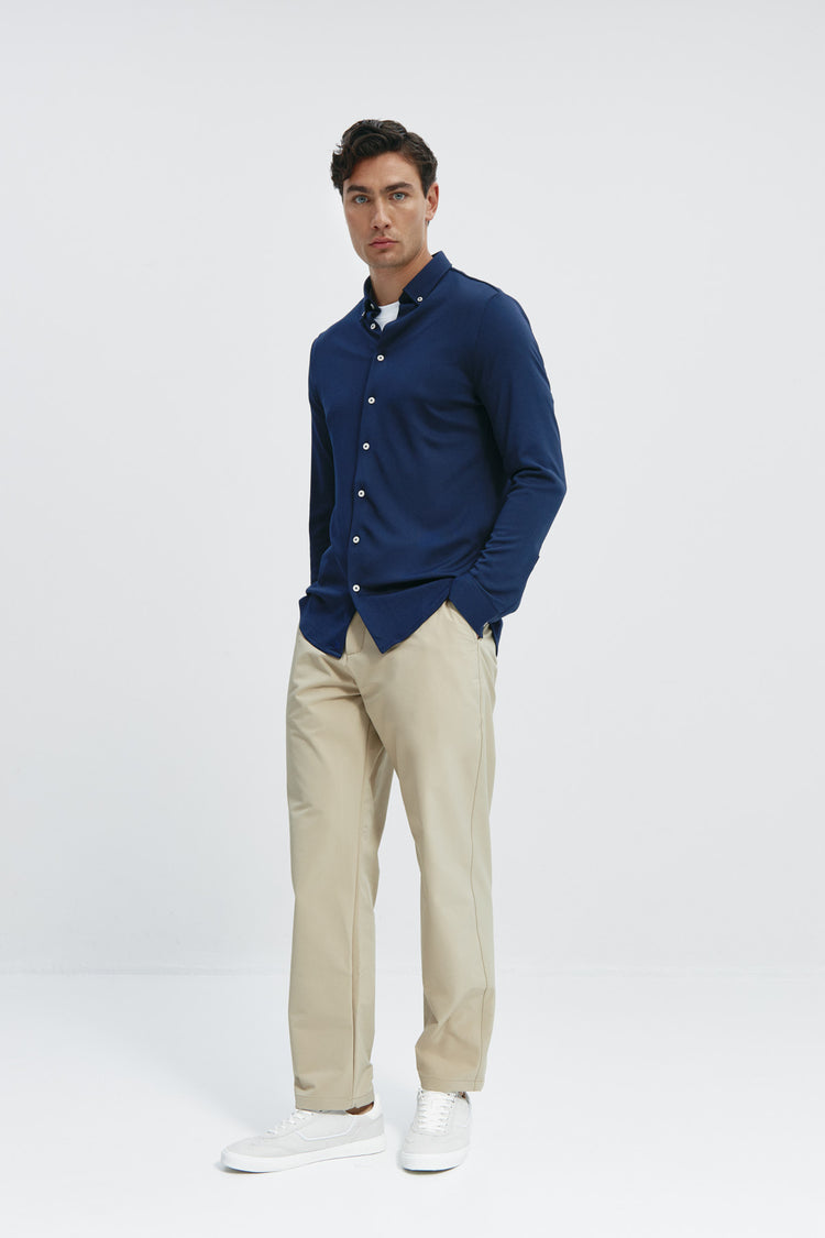 sepiia Camisa casual hombre azul zafiro regular Ofertas especiales