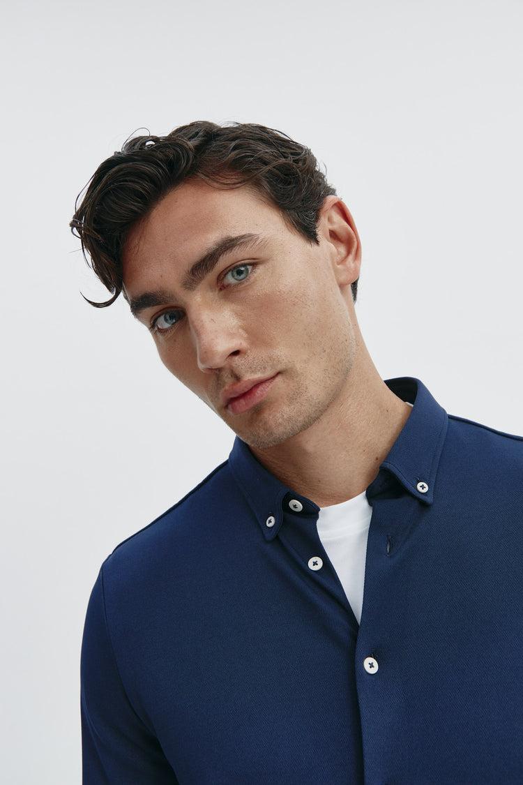 sepiia Camisa casual hombre azul zafiro regular Ofertas especiales