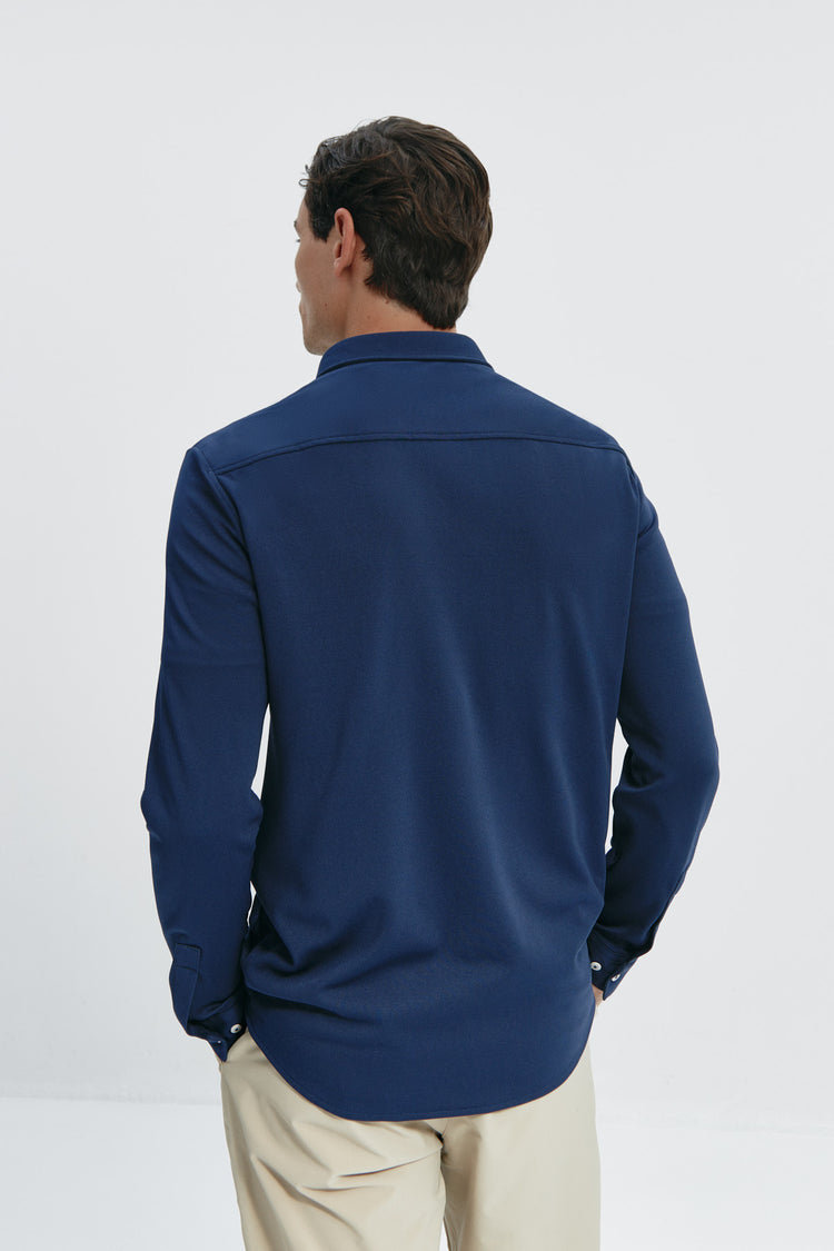 sepiia Camisa casual hombre azul zafiro regular Ofertas especiales