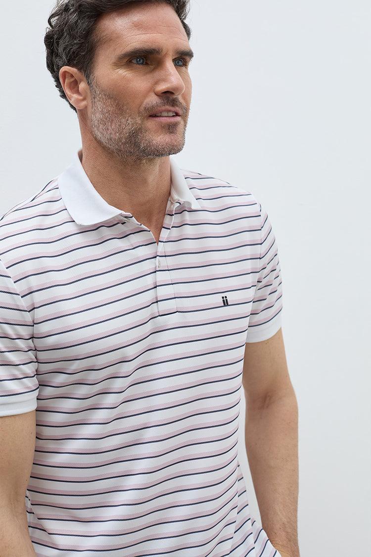 sepiia Polo manga corta hombre rayas rosa Ventas relámpago