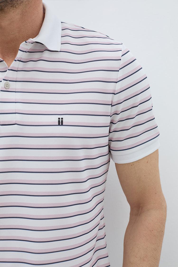 sepiia Polo manga corta hombre rayas rosa Ventas relámpago