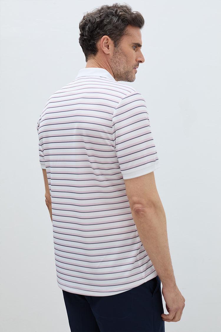 sepiia Polo manga corta hombre rayas rosa Ventas relámpago