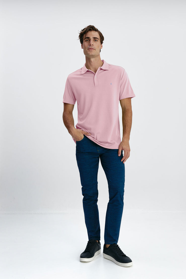 sepiia Polo manga corta hombre rosa Descuento
