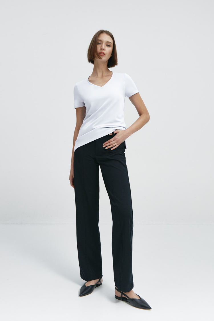 sepiia Camiseta mujer escote pico blanca Ahorra y exporta