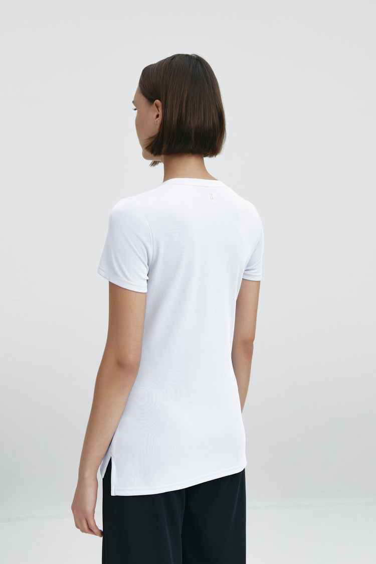 sepiia Camiseta mujer escote pico blanca Ahorra y exporta