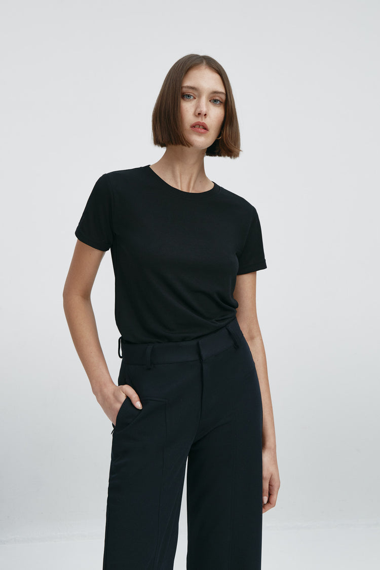 sepiia Camiseta mujer básica negra