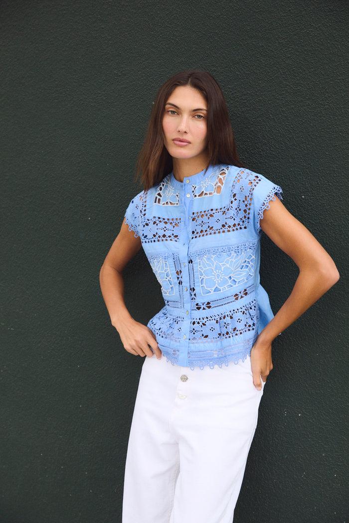 sophie and lucie TOP SEA POPELIN AZUL Descuento por venta flash
