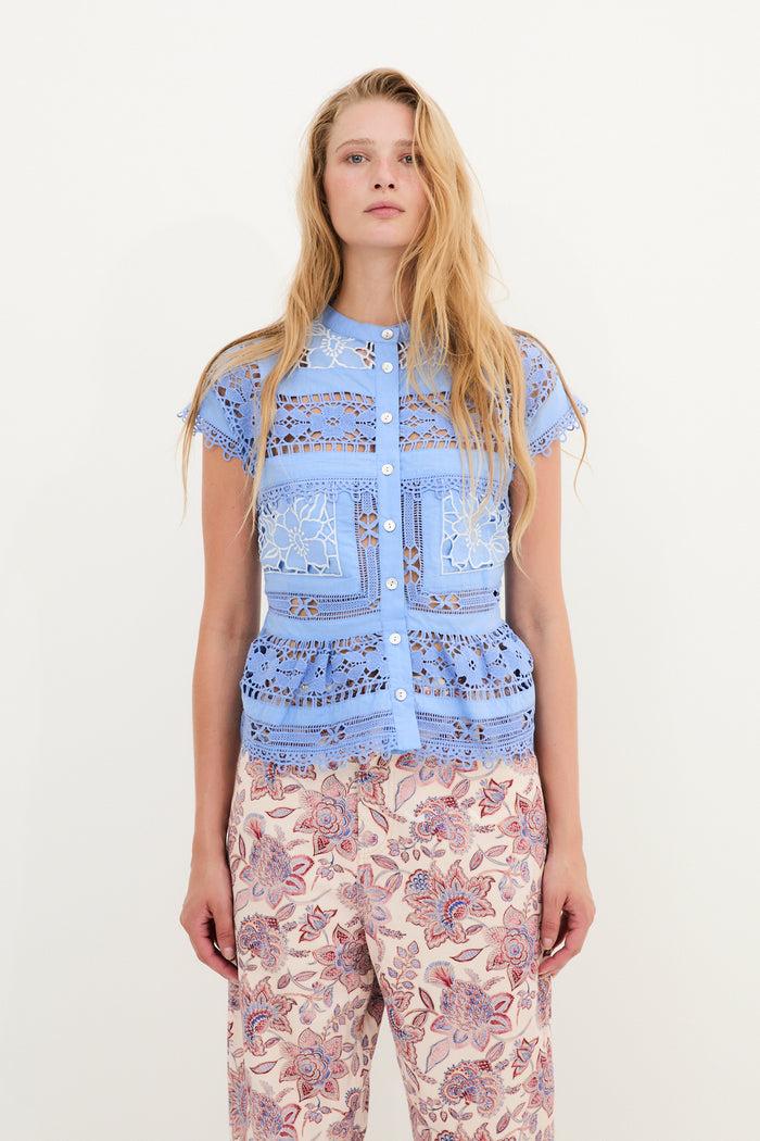 sophie and lucie TOP SEA POPELIN AZUL Descuento por venta flash