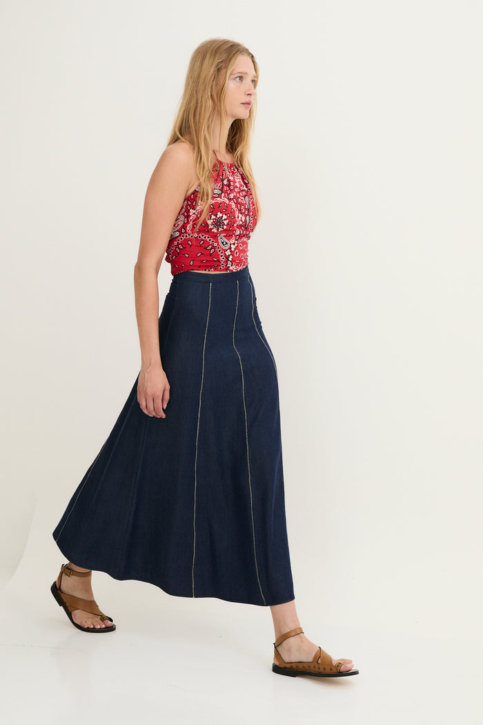 sophie and lucie FALDA ZIGZAG TENCEL AZUL En línea