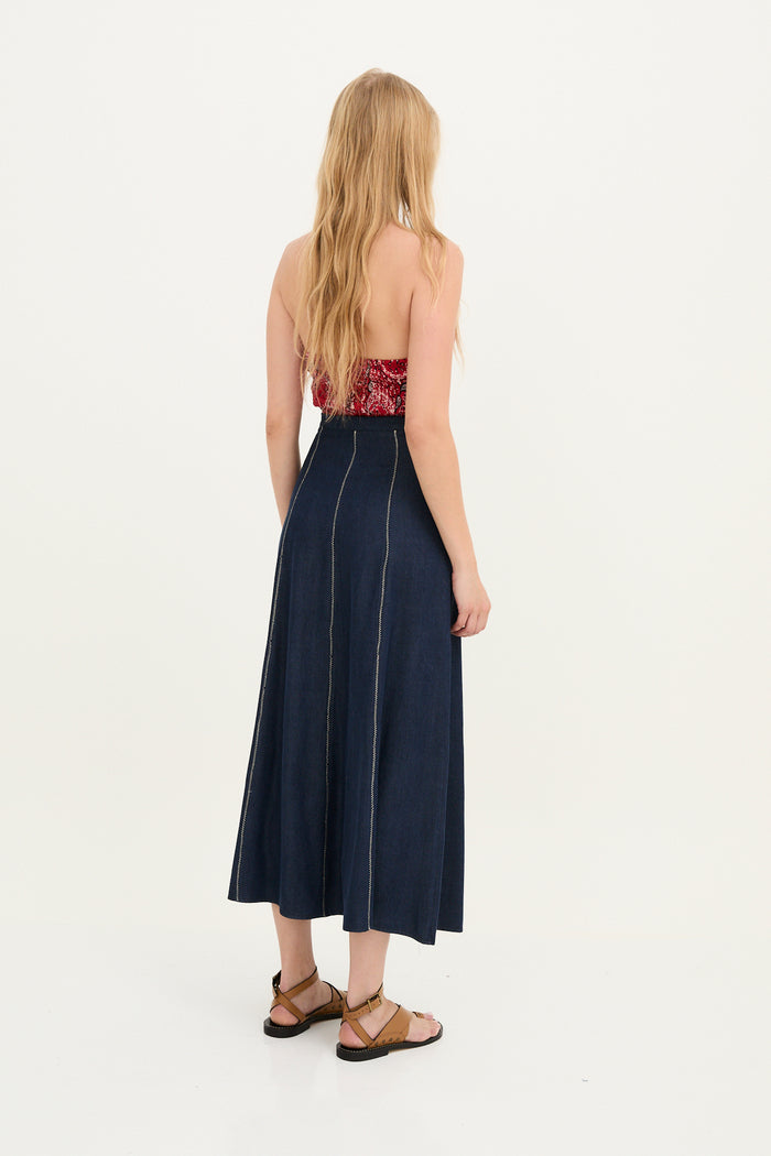 sophie and lucie FALDA ZIGZAG TENCEL AZUL En línea
