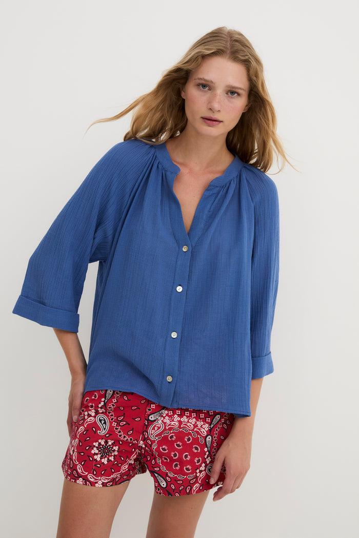 sophie and lucie BLUSA MOLLI ARRUGUILLA AZUL Rebajas online