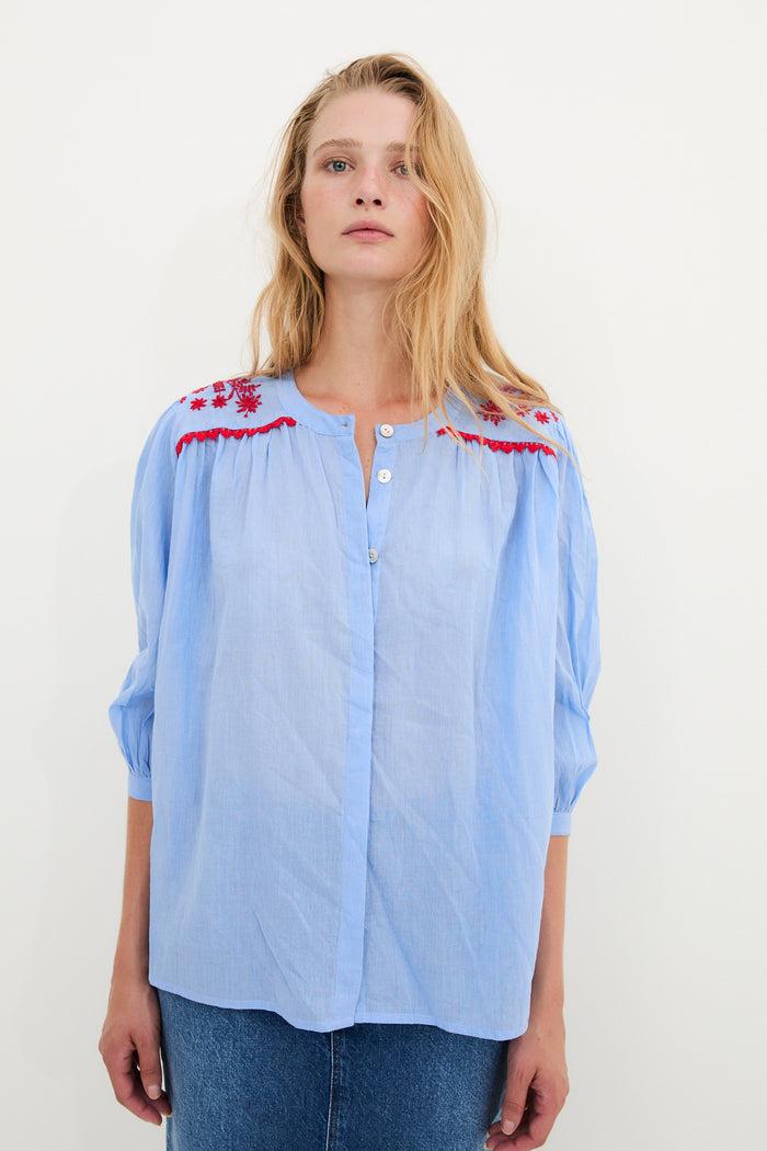 sophie and lucie BLUSA MUMBAI POPELIN AZUL Envío gratis