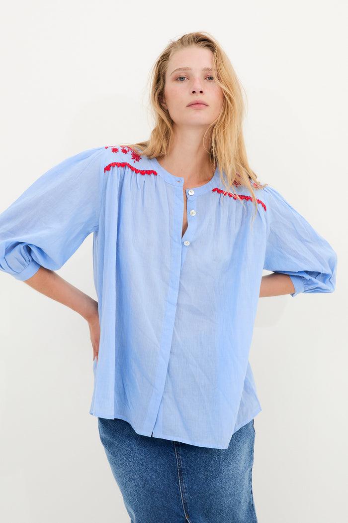 sophie and lucie BLUSA MUMBAI POPELIN AZUL Envío gratis