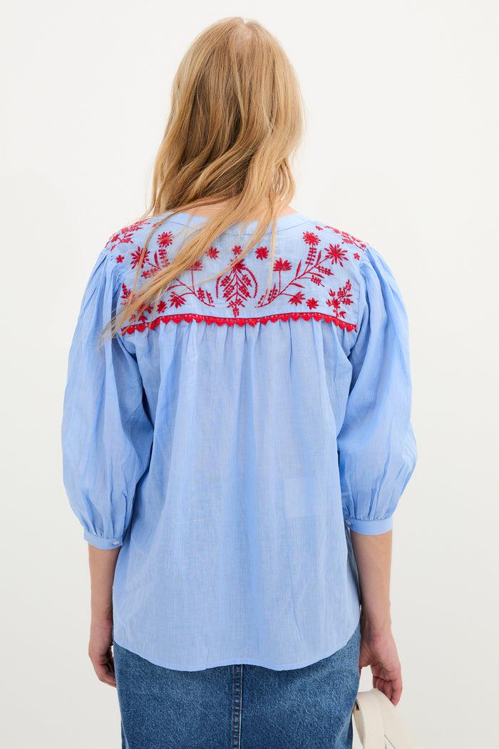 sophie and lucie BLUSA MUMBAI POPELIN AZUL Envío gratis